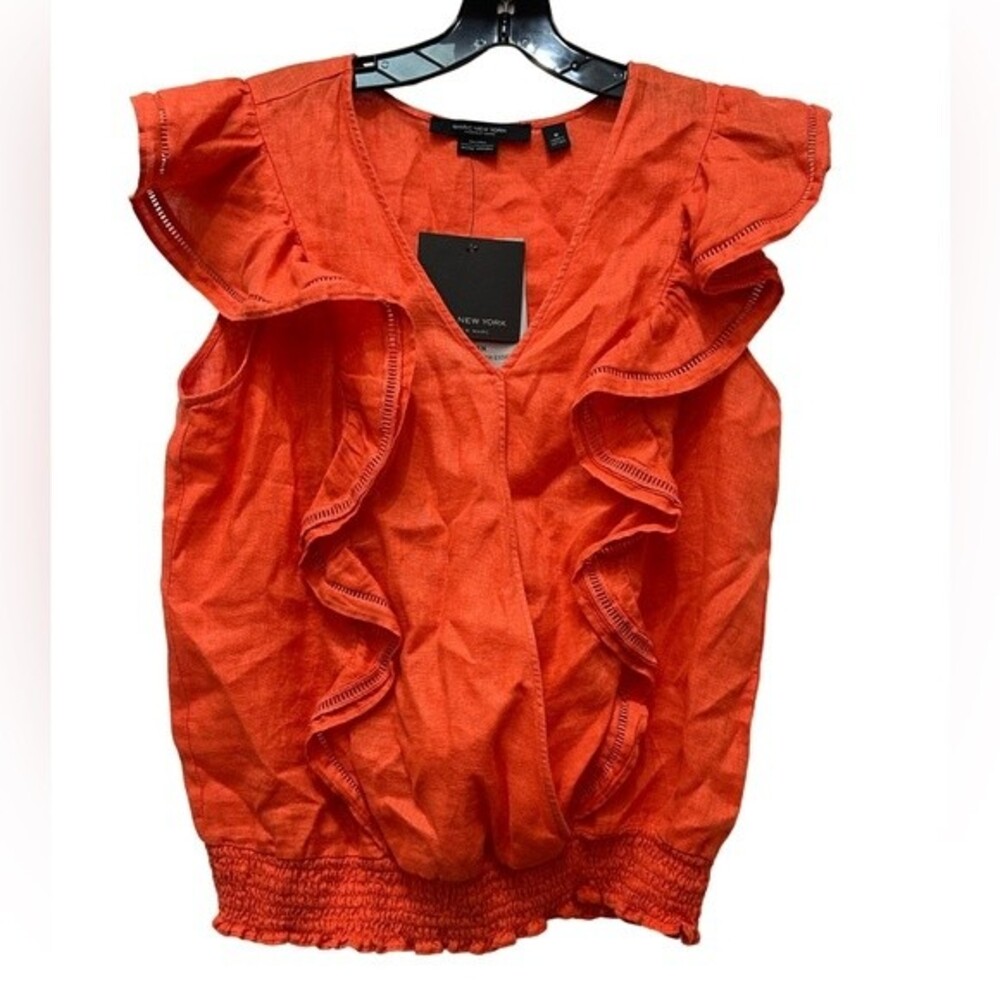 Marc New York Orange Linen Top Size M